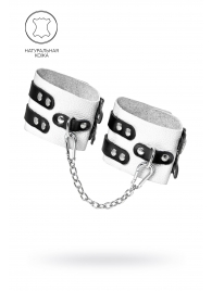 Бело-черные оковы с двумя ремешками и люверсами - Pecado - купить с доставкой в Красногорске