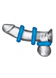 Комплект из трех голубых эрекционных колец 3-Pack Ribbed Rider Cock Ring Set - BlueLine - в Красногорске купить с доставкой