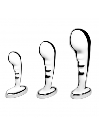Набор из 3 стальных стимуляторов простаты Stainless Steel P-spot Training Set - b-Vibe - в Красногорске купить с доставкой