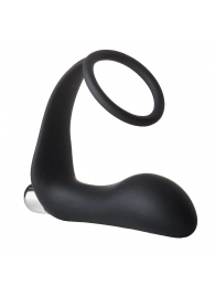 Черное эрекционное кольцо с вибропробкой Vibrating Anal Plug With Cockring - Dream Toys - в Красногорске купить с доставкой