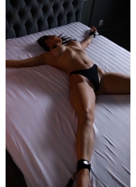 Черный кожаный набор фиксации на кровати Sex Game - БДСМ Арсенал - купить с доставкой в Красногорске