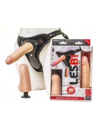 Телесный страпон Harness LESBI с вагинальной пробкой - 16,5 см. - LOVETOY (А-Полимер) - купить с доставкой в Красногорске