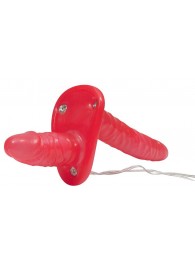 Красный женский страпон с вагинальной пробкой Bad Kitty - 18 см. - Orion - купить с доставкой в Красногорске