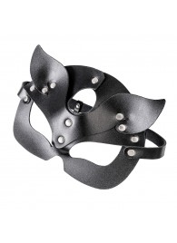Черная кожаная рельефная маска кошки - Pecado - купить с доставкой в Красногорске