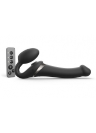 Черный безремневой страпон Multi Orgasm Size M с клиторальной стимуляцией - Strap-on-me - купить с доставкой в Красногорске