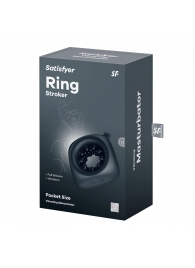 Черный мужской вибромассажер Ring Stroker - Satisfyer - в Красногорске купить с доставкой