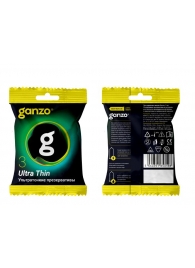 Ультратонкие презервативы Ganzo Ultra thin в мягкой упаковке - 3 шт. - Ganzo - купить с доставкой в Красногорске