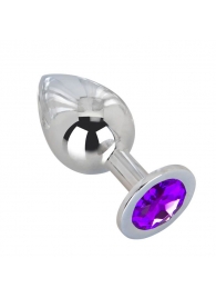Большой плаг из стали с фиолетовым кристаллом Violet Dream - 9,5 см. - Erotic Fantasy - купить с доставкой в Красногорске