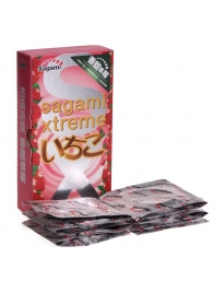 Презервативы Sagami Xtreme Strawberry c ароматом клубники - 10 шт. - Sagami - купить с доставкой в Красногорске