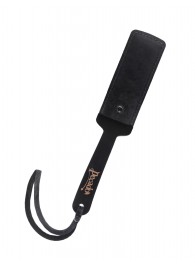 Черный твердый пэддл из натуральной кожи и дерева - 33 см. - Pecado - купить с доставкой в Красногорске