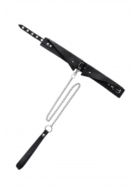 Черный кожаный ошейник-воротник с поводком - Pecado - купить с доставкой в Красногорске