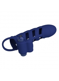 Синяя насадка на пенис Powerful Ring - 18,8 см. - Baile - в Красногорске купить с доставкой