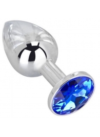 Анальное украшение BUTT PLUG  Small с синим кристаллом - 7 см. - Anal Jewelry Plug - купить с доставкой в Красногорске