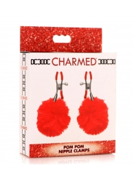 Красные зажимы на соски с помпонами Pom Pom - XR Brands - купить с доставкой в Красногорске