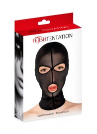 Черная сетчатая маска на голову с отверстиями для глаз и рта - Fetish Tentation - купить с доставкой в Красногорске