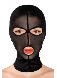 Черная сетчатая маска на голову с отверстиями для глаз и рта - Fetish Tentation - купить с доставкой в Красногорске