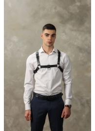 Черная мужская кожаная портупея №4 - БДСМ Арсенал - купить с доставкой в Красногорске