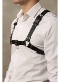 Черная мужская кожаная портупея №4 - БДСМ Арсенал - купить с доставкой в Красногорске