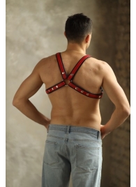 Черно-красная мужская портупея Black-Red - БДСМ Арсенал - купить с доставкой в Красногорске