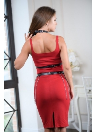 Черно-серебристая портупея-юбка plus size с цепочками - БДСМ Арсенал - купить с доставкой в Красногорске