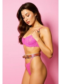 Эффектный розовый пояс из голографической эко-кожи - БДСМ Арсенал - купить с доставкой в Красногорске