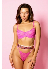 Эффектный розовый пояс из голографической эко-кожи - БДСМ Арсенал - купить с доставкой в Красногорске