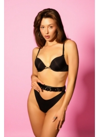 Эффектный черный пояс из лаковой эко-кожи - БДСМ Арсенал - купить с доставкой в Красногорске