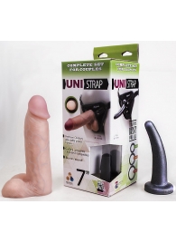 Страпон-унисекс с двумя насадками UNI strap 7  Harness - 19 и 16 см. - LOVETOY (А-Полимер) - купить с доставкой в Красногорске