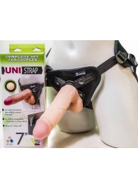 Страпон-унисекс с двумя насадками UNI strap 7  Harness - 19 и 16 см. - LOVETOY (А-Полимер) - купить с доставкой в Красногорске