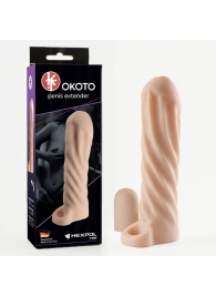 Телесная насадка-удлинитель Okoto со спиралевидным рельефом - 16 см. - Sitabella - в Красногорске купить с доставкой