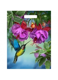 Пакет с принтом в виде колибри в цветах с вырубной ручкой (31х40 см) - Сима-Ленд - купить с доставкой в Красногорске