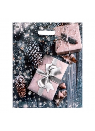 Новогодний пакет с принтом в виде подарков и вырубной ручкой (45х38 см) - Сима-Ленд - купить с доставкой в Красногорске
