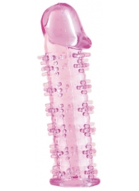 Розовая насадка на пенис с шипами - 12,5 см. - A-toys - в Красногорске купить с доставкой