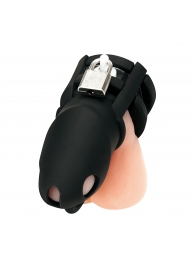 Черная клетка для пениса Silicone Small 2 in Cock Cage With Ball Divider - BlueLine - купить с доставкой в Красногорске