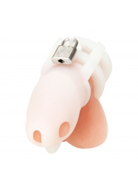 Белая клетка для пениса Silicone Small 2 in Cock Cage With Ball Divider - BlueLine - купить с доставкой в Красногорске