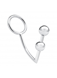 Кольцо на пенис с анальным стимулятором Two Bead Stainless Steel Anal Hook   Cock Ring - BlueLine - в Красногорске купить с доставкой