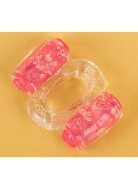 Прозрачное виброкольцо с двумя вибропульками - Toyfa Basic - в Красногорске купить с доставкой