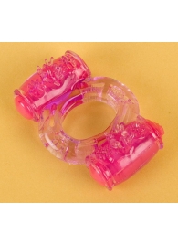 Фиолетовое виброкольцо с двумя вибропульками - Toyfa Basic - в Красногорске купить с доставкой