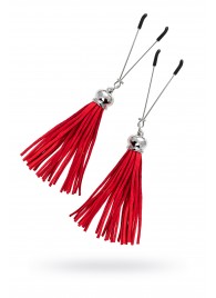 Зажимы на соски «Вилки» с красными кисточками из замши - Pecado - купить с доставкой в Красногорске