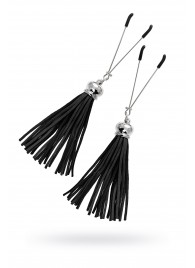 Зажимы на соски «Вилки» с черными кисточками из замши - Pecado - купить с доставкой в Красногорске