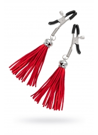 Зажимы на соски «Прищепки» с красными кисточками из замши - Pecado - купить с доставкой в Красногорске