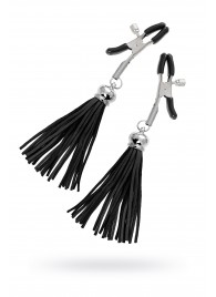 Зажимы на соски «Прищепки» с черными кисточками из замши - Pecado - купить с доставкой в Красногорске