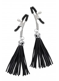 Зажимы на соски «Прищепки» с черными кисточками из замши - Pecado - купить с доставкой в Красногорске