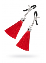 Зажимы на соски «Прищепки» с красными кисточками из шелка - Pecado - купить с доставкой в Красногорске