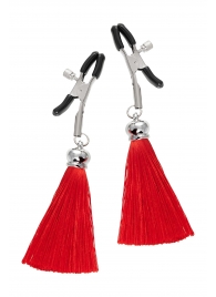 Зажимы на соски «Прищепки» с красными кисточками из шелка - Pecado - купить с доставкой в Красногорске