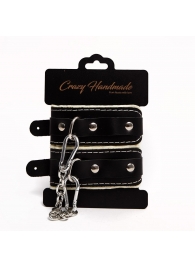 Черные скругленные наручники с мягкой бежевой подкладкой - Crazy Handmade - купить с доставкой в Красногорске