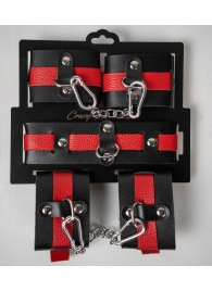 Черно-красный набор фиксаций: наручники, оковы и ошейник - Crazy Handmade - купить с доставкой в Красногорске