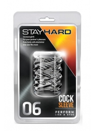 Прозрачная насадка с объёмными чёрточками STAY HARD COCK SLEEVE 06 CLEAR - Blush Novelties - в Красногорске купить с доставкой