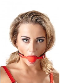 Силиконовый кляп-шар на чёрных ремешках Red Gag silicone - Orion - купить с доставкой в Красногорске