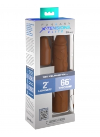 Коричневая насадка на член 2  Silicone X-tension - 20,3 см. - Pipedream - в Красногорске купить с доставкой